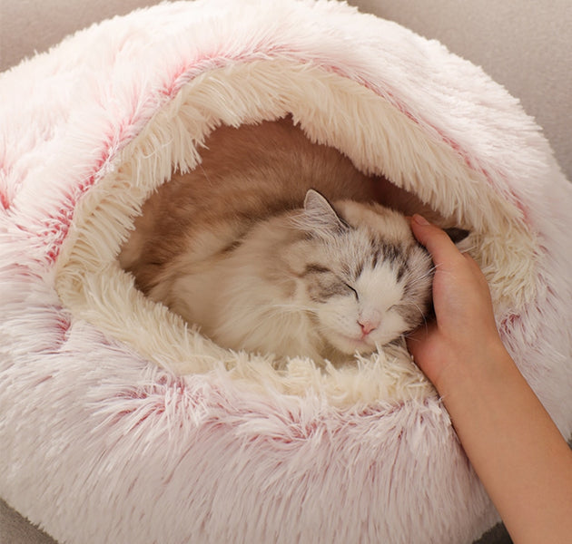 New Warm Dog Cat Bed Round Long Plush Cat's House Cave Pet Kitten Cushion Basket Sleepping Mat for Cats Small Dog Chihuahua Nest - Urban Pet Plaza 