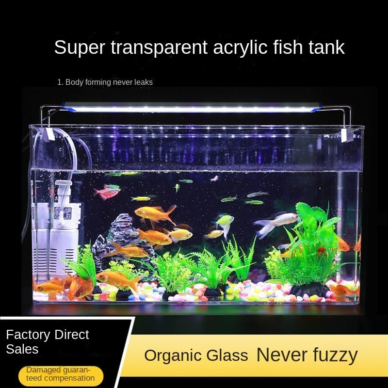 Plexiglass Aquarium Box Ultra-white Organic Glass Explosion-proof Acrylic Fish Tank Tabletop Small Ecological Water Tank - Urban Pet Plaza 