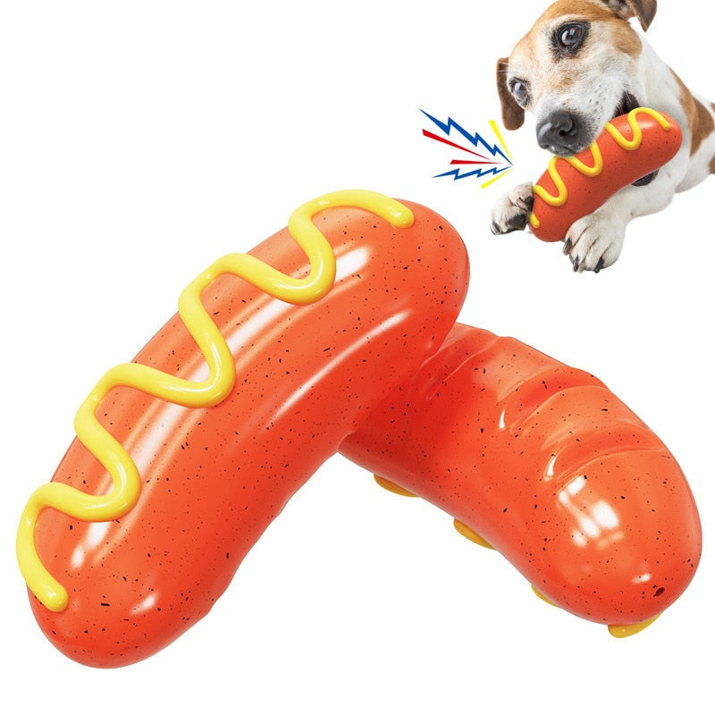 2023 New Sausage Dog Chew Toys TPR Indestructible Dog Toothbrush Toy Squeaky Fun Interactive Dog Toy for Small Medium Large Dogs - Urban Pet Plaza 