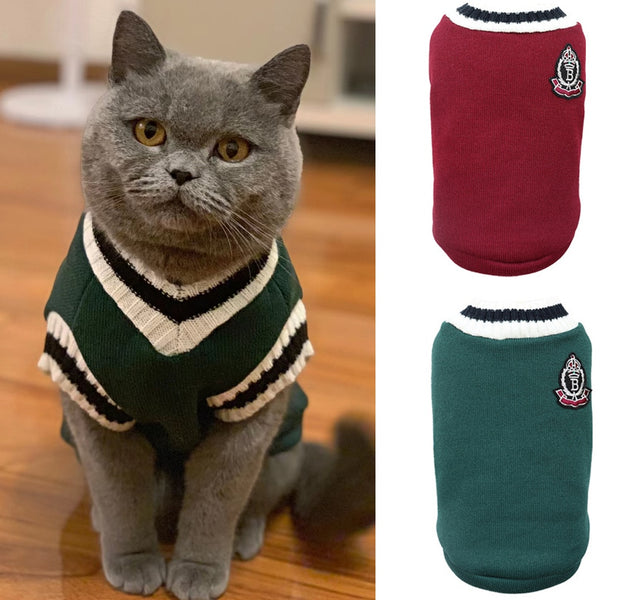 Pet Cat Solid Costume Autumn Winter Christmas Sweater For Small Dogs Kitten Pullover Puppy Vest Clothes Kitty Jacket Outfits - Urban Pet Plaza 