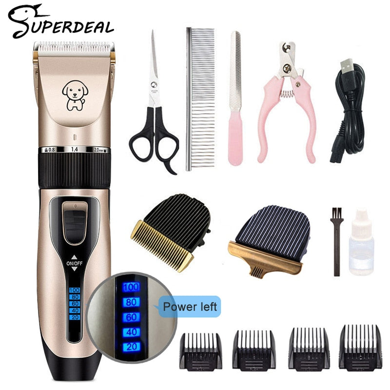 Dog Clipper Dog Hair Clippers Grooming (Pet/Cat/Dog/Rabbit) Haircut Trimmer Shaver Set Pets Cordless Rechargeable Professional - Urban Pet Plaza 