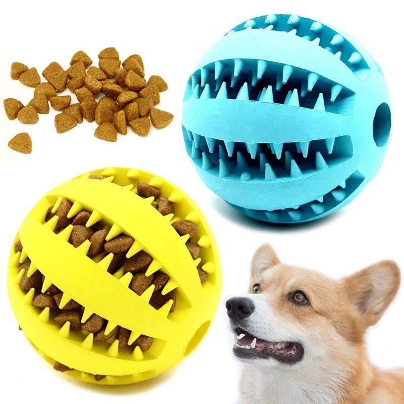 Natural Rubber Pet Dog Toys Dog Chew Toys Tooth Cleaning Treat Ball Extra-tough Interactive Elasticity Ball for Pet Accessories - Urban Pet Plaza 