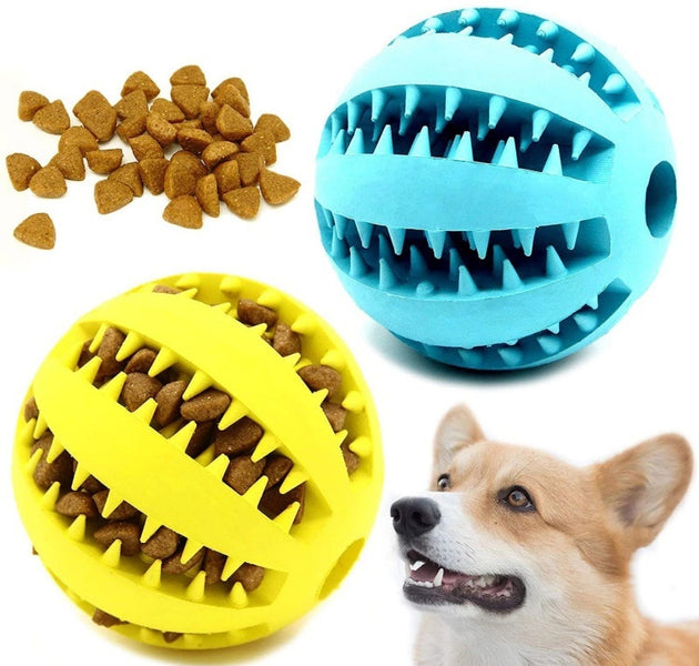 Natural Rubber Pet Dog Toys Dog Chew Toys Tooth Cleaning Treat Ball Extra-tough Interactive Elasticity Ball for Pet Accessories - Urban Pet Plaza 