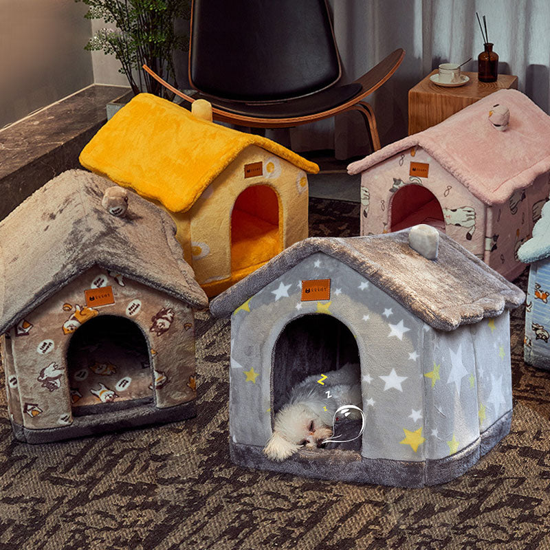 Foldable Dog House Pet Cat Bed Winter Dog Villa Sleep Kennel Removable Nest Warm Enclosed Cave Sofa Pets Supplies - Urban Pet Plaza 