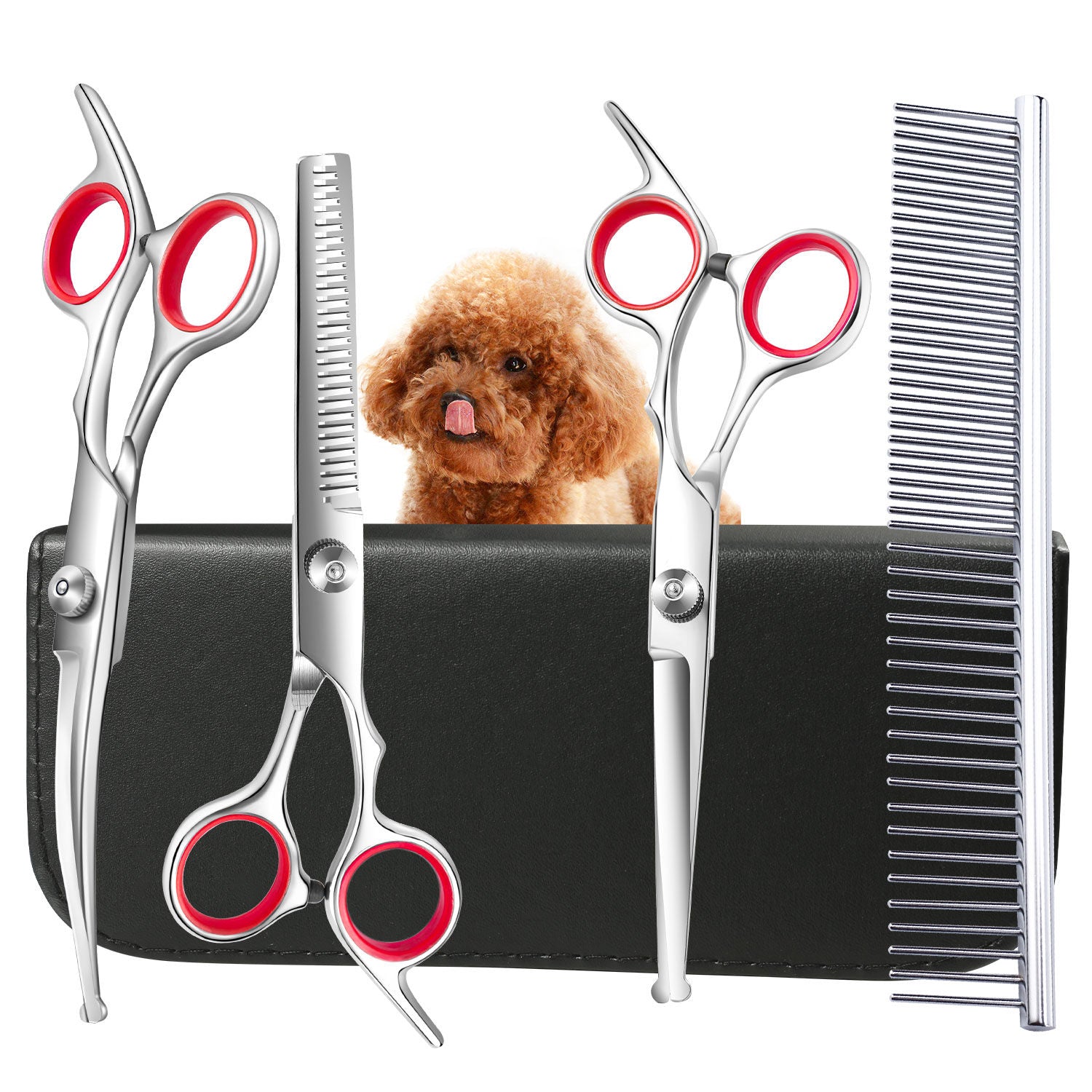 Dog Grooming Scissors Professional Stainless Steel Pet Hair Cutting Shears Safety Round Tip Pet Grooming Scissors Kit - Urban Pet Plaza 