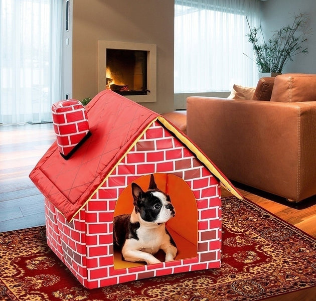 Household Portable Brick Wall Style Pet Dog House Warm and Cozy Cat Bed - Urban Pet Plaza 