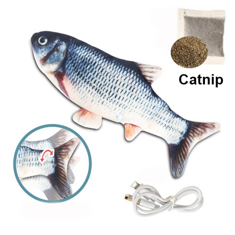 Pet Fish Toy Soft Plush Toy USB Charger Fish Cat 3D Simulation Dancing Wiggle Interaction Supplies Favors Cat Pet Chewing Toy - Urban Pet Plaza 