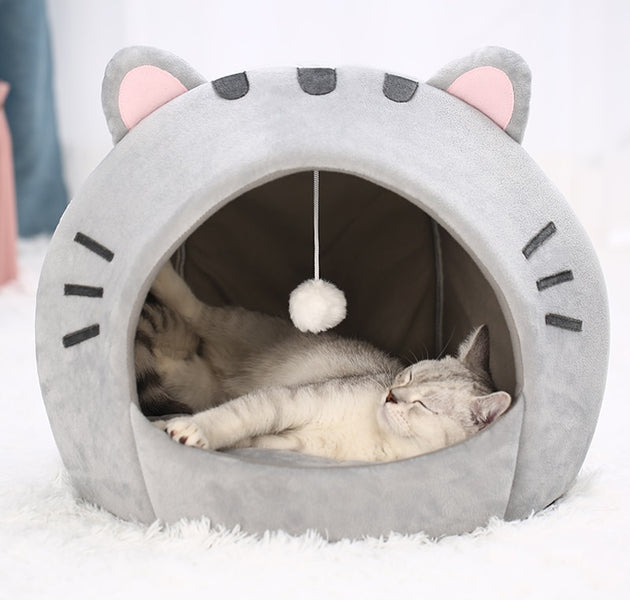 Super Cat Bed Warm Pet House Kitten Cave Cushion Cat House Warm Sleeping Dog Basket Tent Small Dog Mat Supplies Bed For Cats - Urban Pet Plaza 