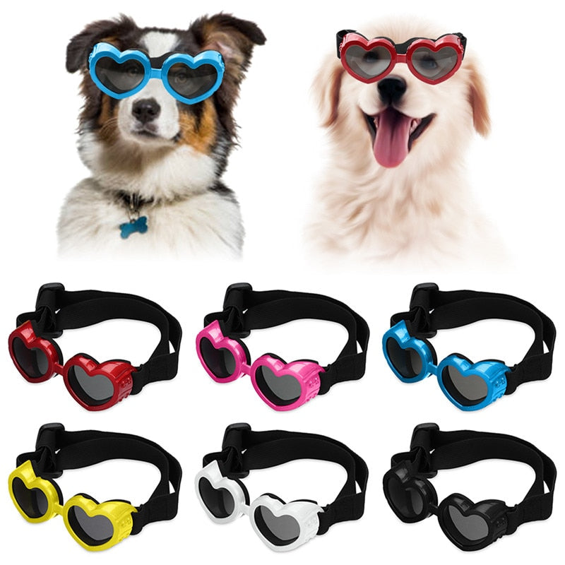 1 Pcs Heart-shaped Small Dog Sunglasses Waterproof UV Protection Dog Cat Sun Glasses with Adjustable Strap Goggles Pet Products - Urban Pet Plaza 