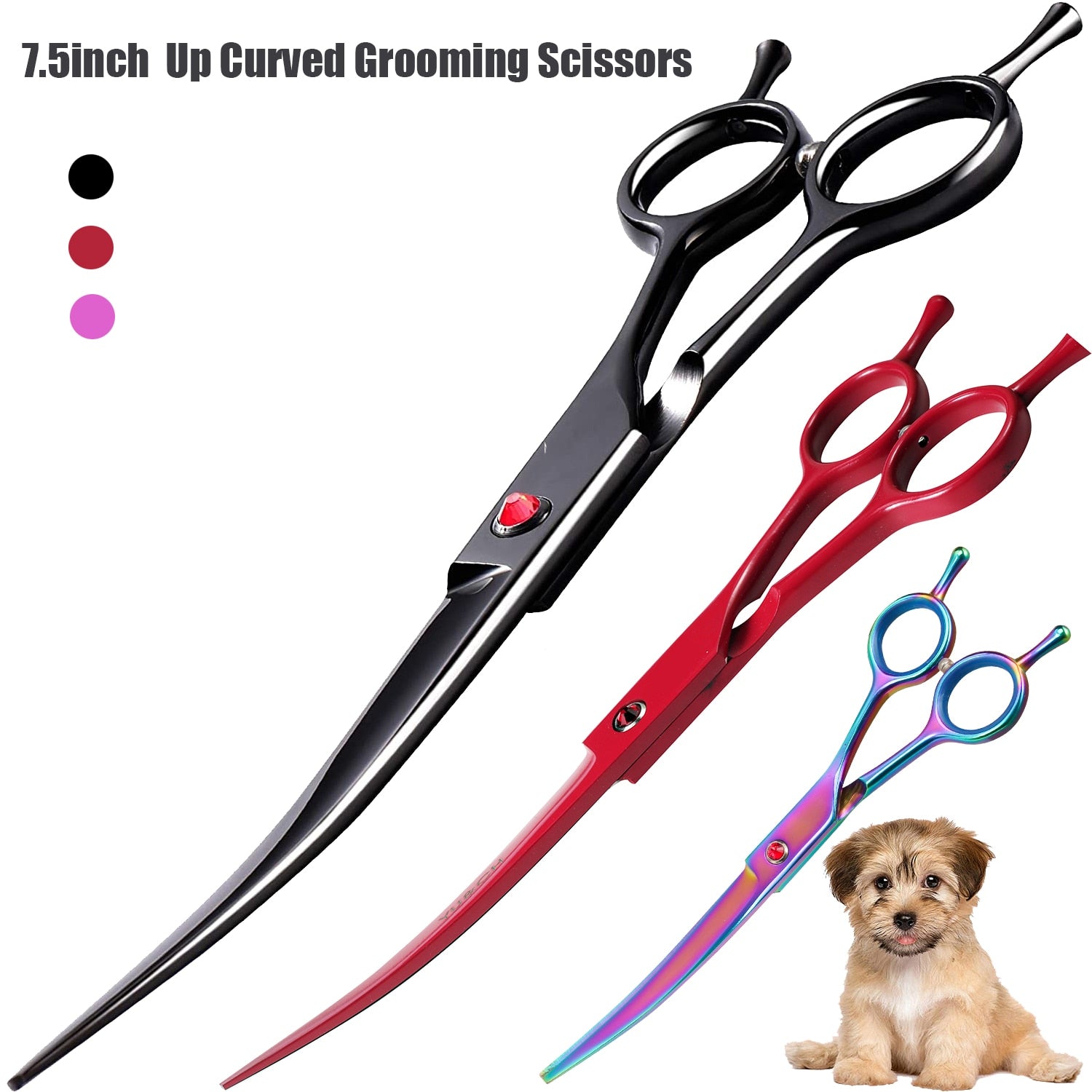 Portable Curved Pet Hair Scissors Grooming Both Hand Available Stainless Steel Dog Scissors Pets Shears Animal Cutting Scissors - Urban Pet Plaza 