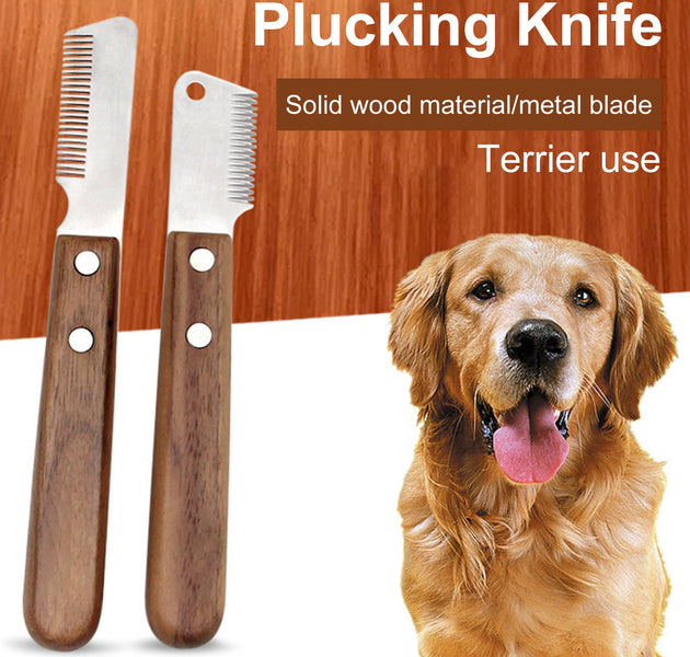 Handle Dog Stainless Steel Brushes Grooming Combs for Dog Pets Comb Coat Stripping Knife Stripper Trimmer Wooded Cleaning Tool - Urban Pet Plaza 