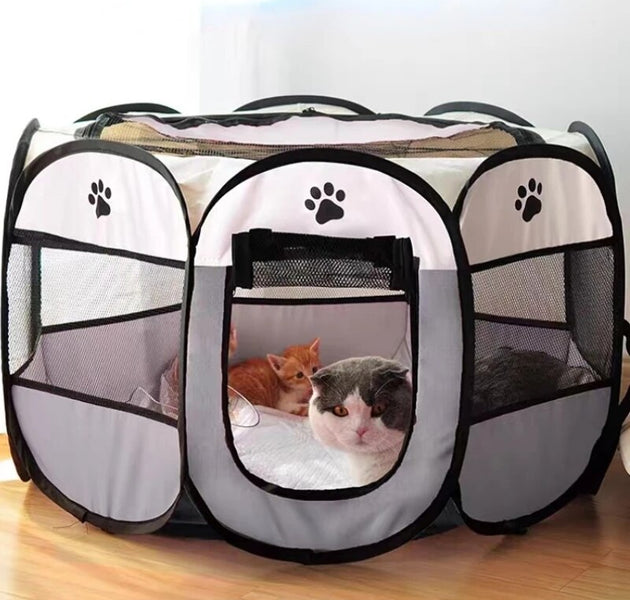 Portable Foldable Pet Tent Kennel Octagonal Fence Puppy Shelter Easy To Use Outdoor Easy Operation Large Dog Cages Cat Fences - Urban Pet Plaza 